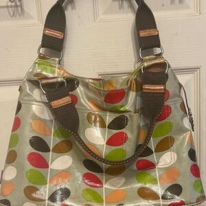Orla Kiely Green and Red Shoulder Bag with Retro Design